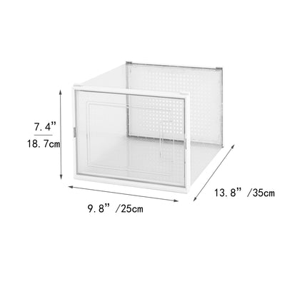 Stackable Shoe Boxes, 12 Plastic Drawers with Door, Transparent White