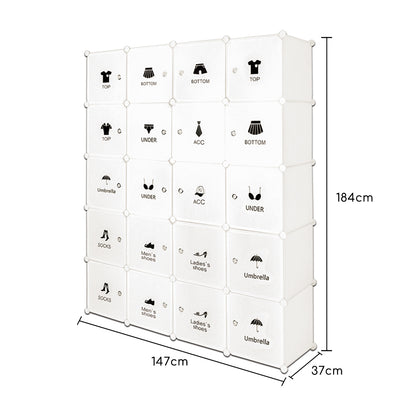 Bedroom PP Storage Wardrobe, 20 Cubes, Creative Stickers Offered