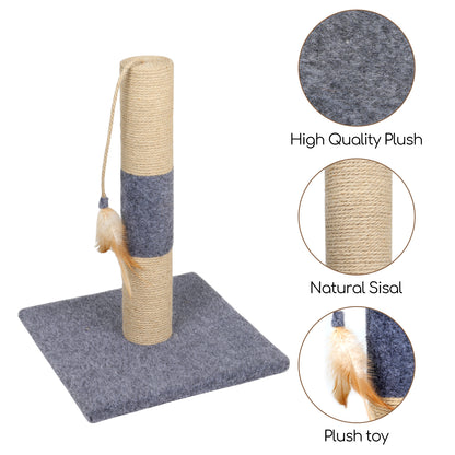 Mini Cat Scratching Tree, Has Cat Toy with Feathers