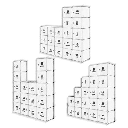 Bedroom PP Storage Wardrobe, 20 Cubes, Creative Stickers Offered