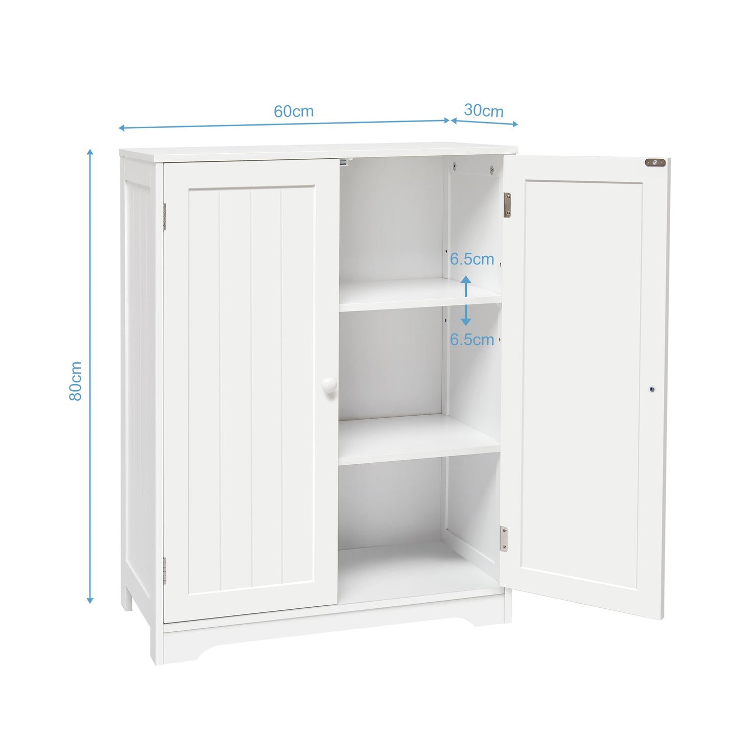 Simple High Bathroom Cabinet, White Color, 2 Doors