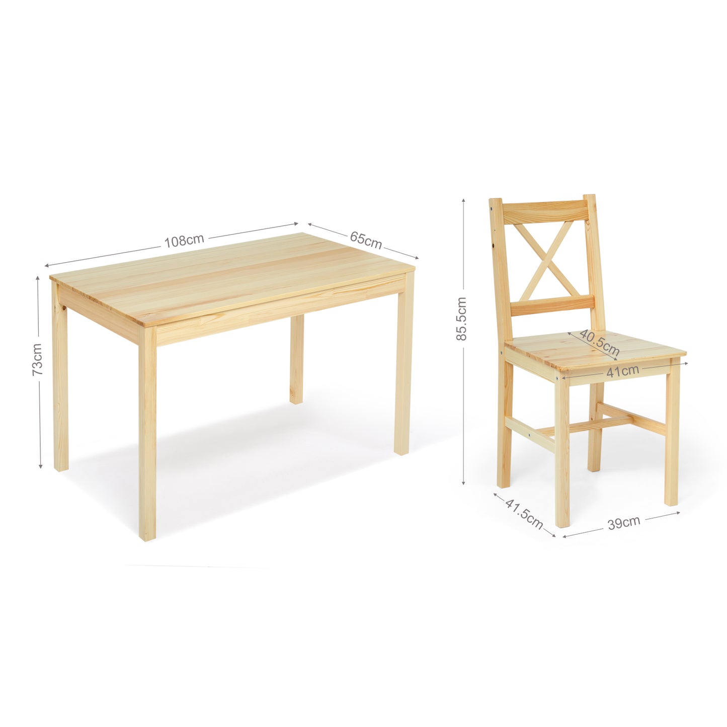 Dining Table with 4 Wooden Chairs,Original Wood Colour