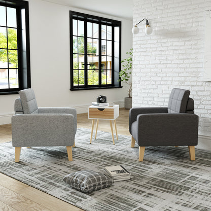 Modern Armchair, Dark Grey Color, Solid Wood Frame Inside