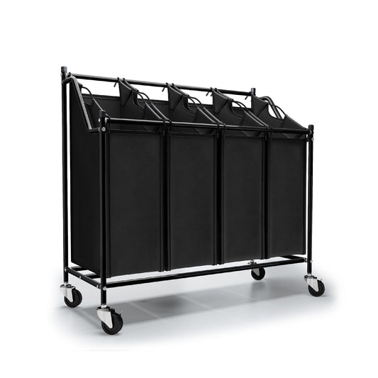 Laundry Bin in Black Color, Metal Pipe, 4 Laundry Sorters