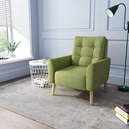 Style Armchair, Grass Green/Lemon Yellow Color, Solid Wood Legs