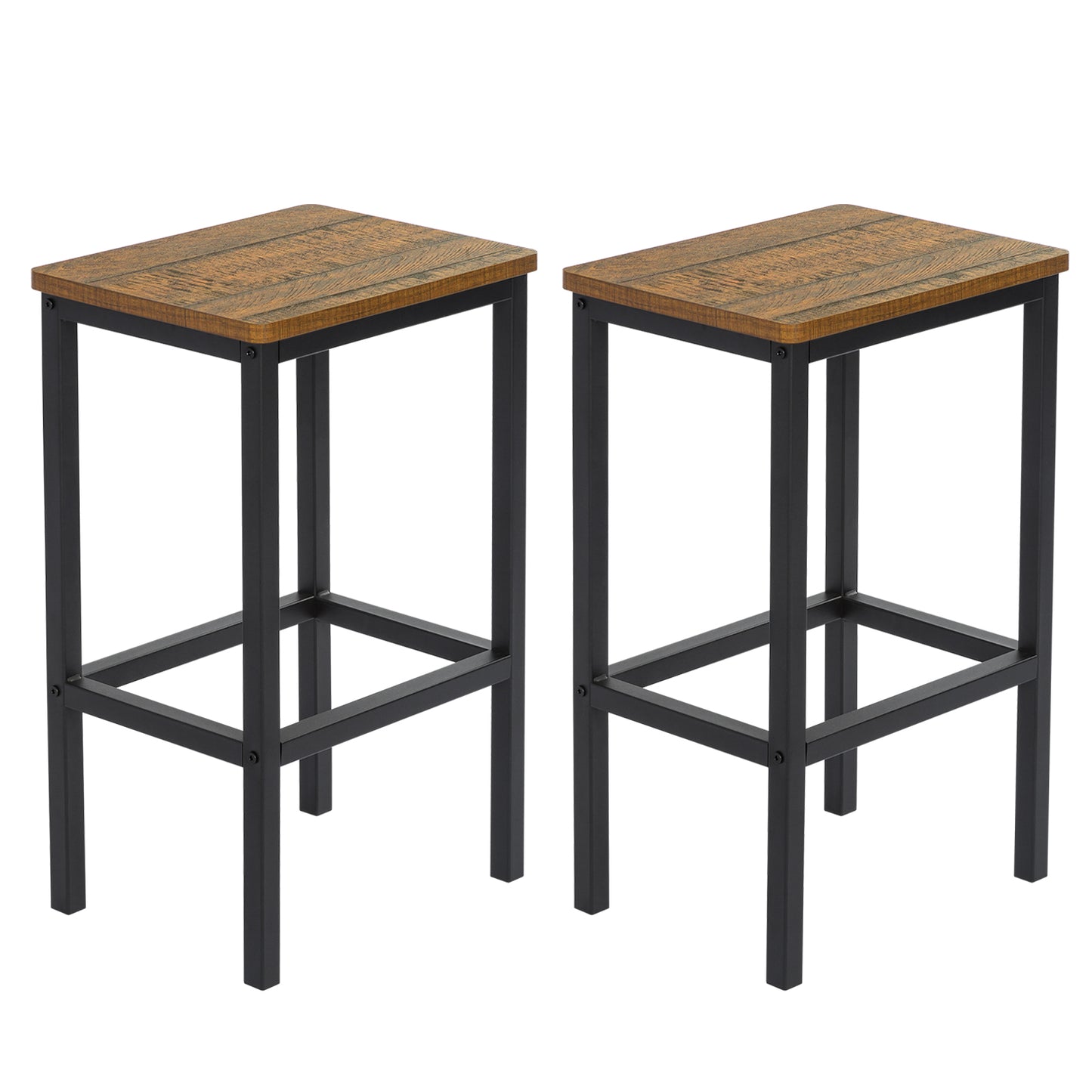 Retro Industrial Bar Table Sets, Dark Wood Grain Color