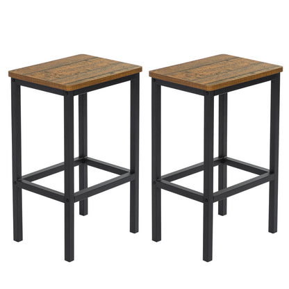 Retro Industrial Bar Table Sets, Dark Wood Grain Color