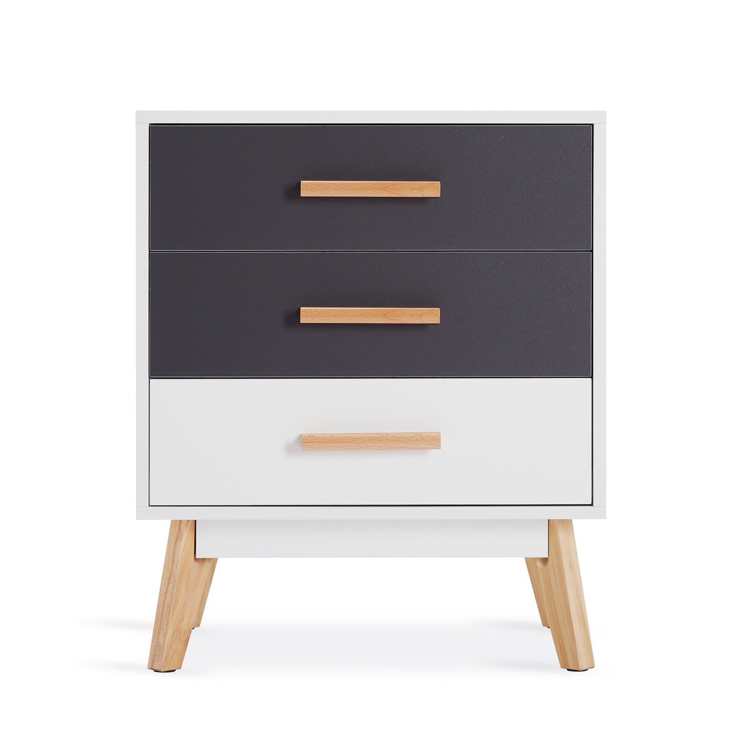 Storage Cabinet, White and Grey, with 3 Drawers