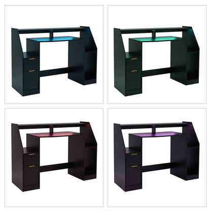 LED Computer Table, Black colour, with 2 Doors