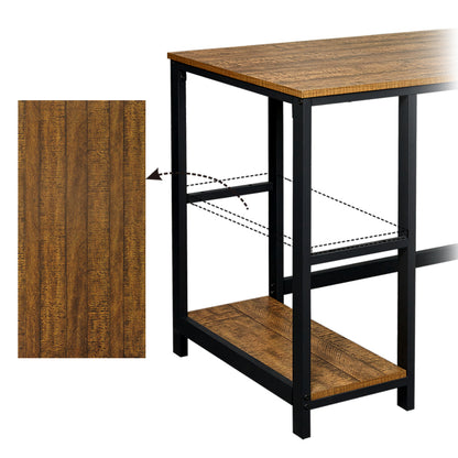 Retro Industrial Computer Table£¬L-shaped, with Open Storage Spaces