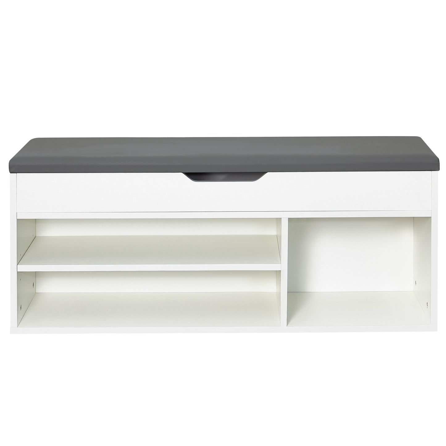 Modern Shoe Bench, Natural Wood Grain/White Color, Organizer Unit