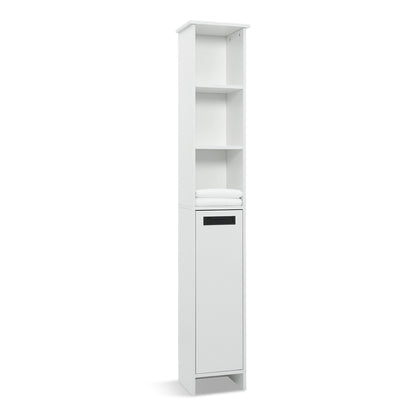 High Bathroom Cabinet, White Color, Single Raw, 3 Storage Shelves