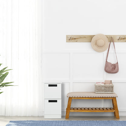 Freestanding Bathroom Cabinet, 2 Drawers and Black Pulls