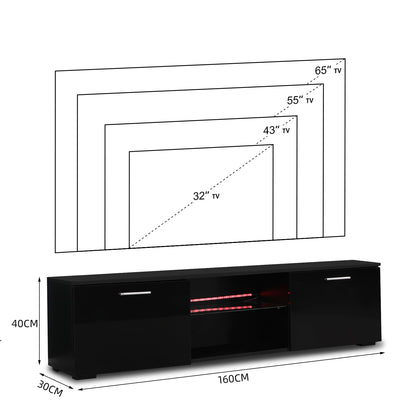 LED TV Cabinet, Black/White Color, Large Storage Space