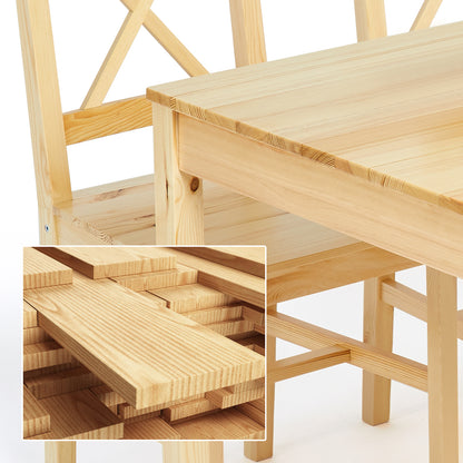 Dining Table with 4 Wooden Chairs,Original Wood Colour
