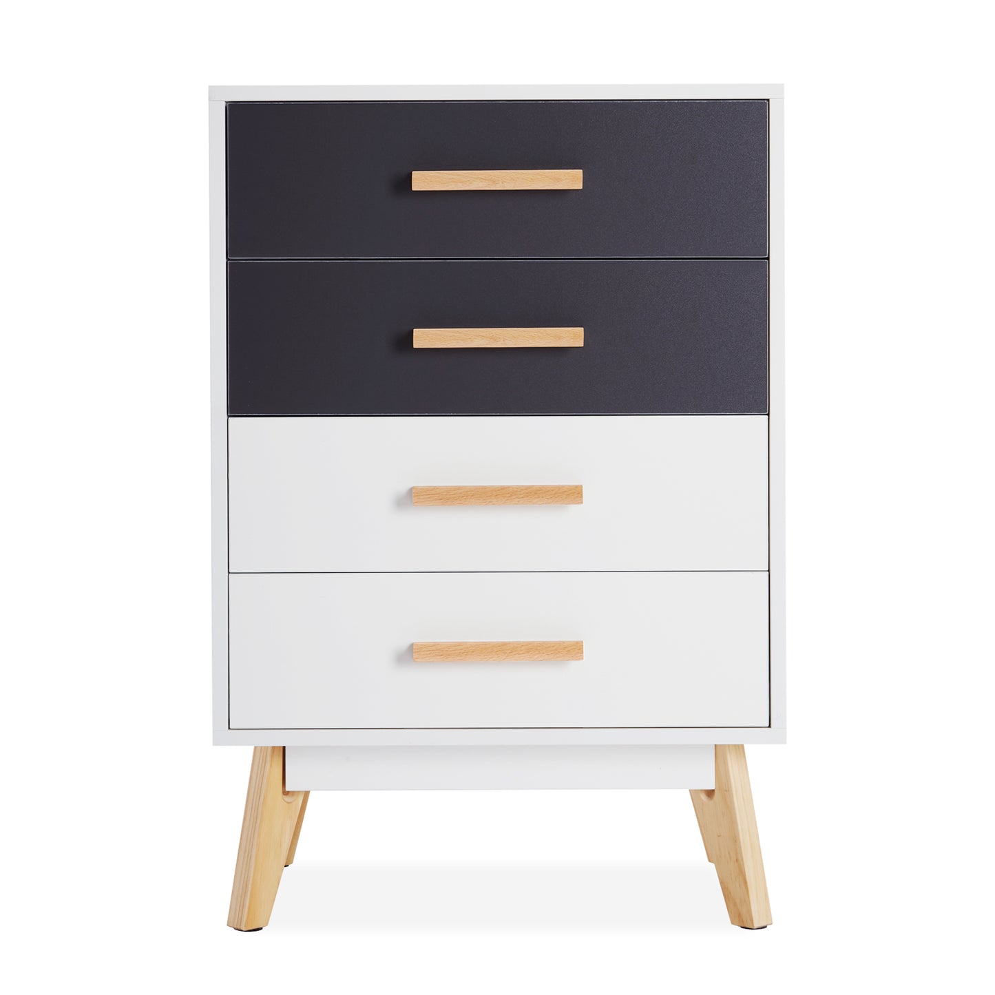 Storage Cabinet, White and Grey, with 4 Drawers