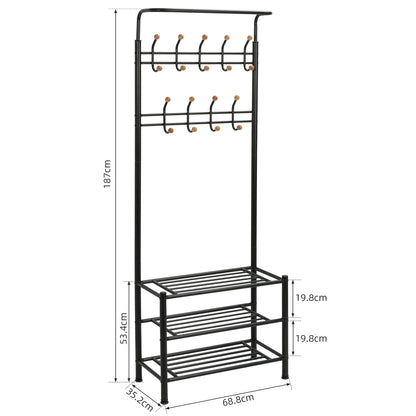 Hall Tree with Storage Bench, Thickened Steel Tube Assembled
