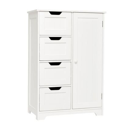 Simple Bathroom Cabinet, White Color, Single Door and 4 Drawers