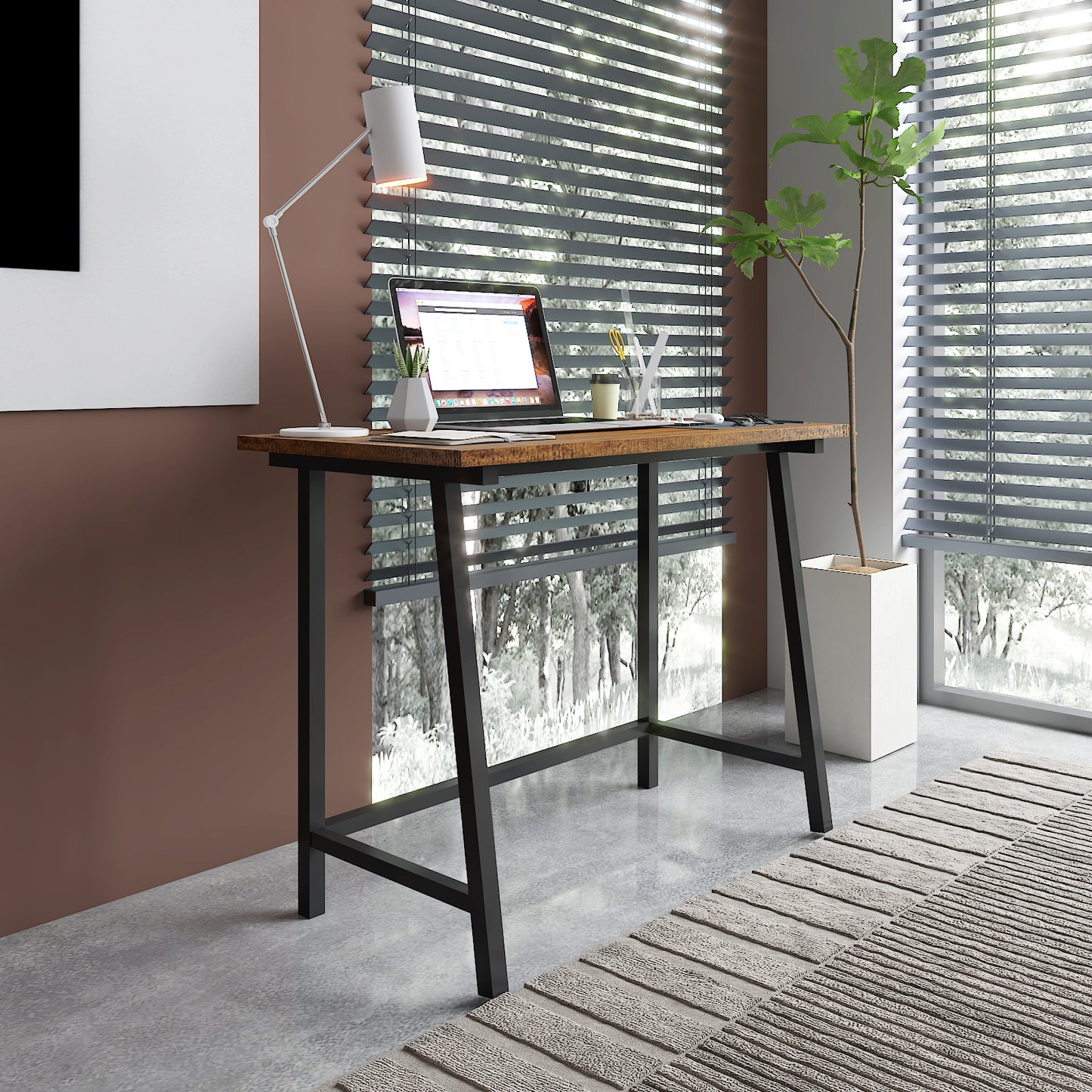 Retro Industrial Computer Table for Home Office, Basic Type