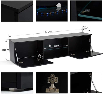 LED TV Cabinet, Black/White Color, Large Storage Space