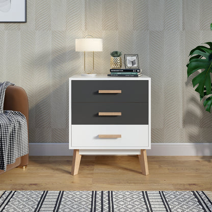 Storage Cabinet, White and Grey, with 3 Drawers