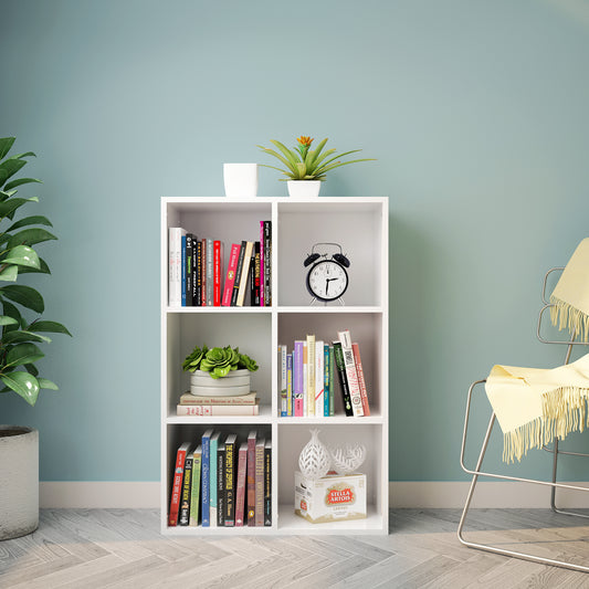 Modern Bookcase, 6 Opening Storage Cubes