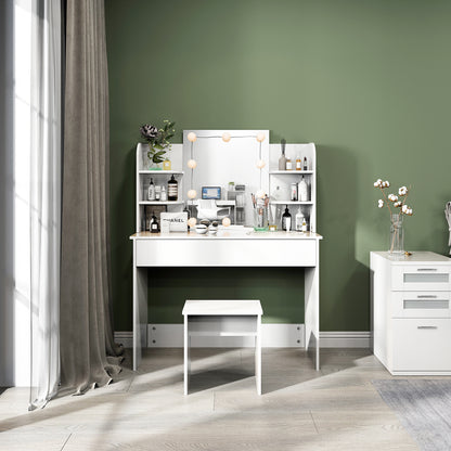 Dressing Table Set, Large Storage Space, Providing Mirror, Drawer, Stool