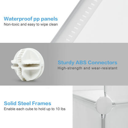 DIY Multi-functional PP Shoe Rack, 12 Cubes, Black / Milky Color