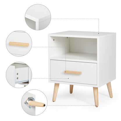 Modern Storage Cabinet, White Color, Single Storage Unit and Drawer