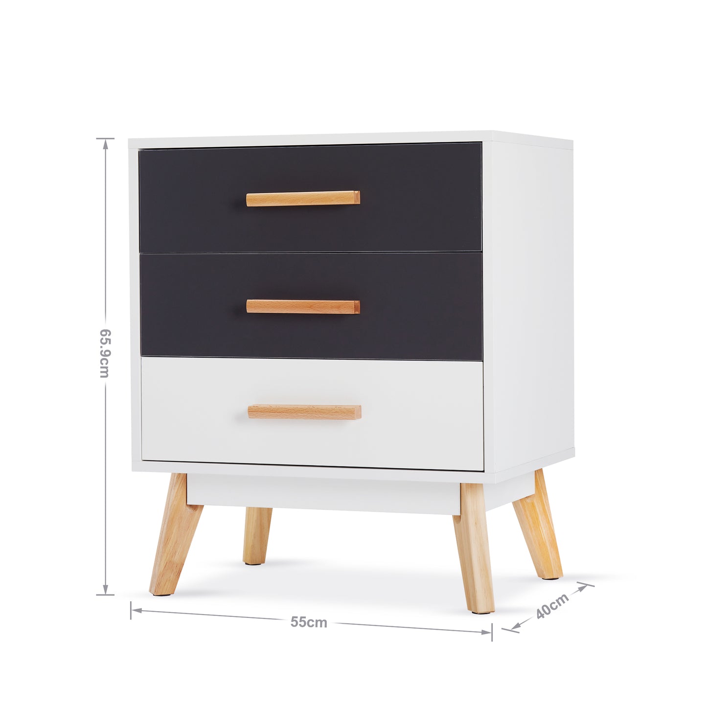 Storage Cabinet, White and Grey, with 3 Drawers