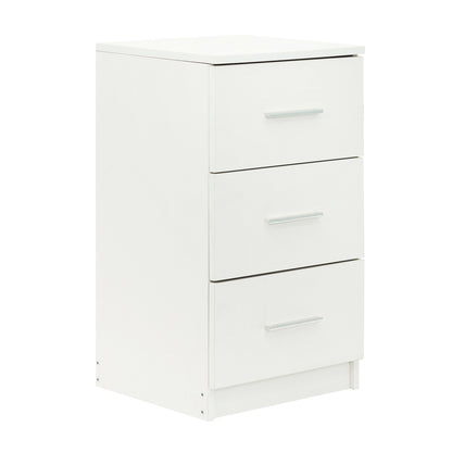 Bedside Cabinet, White/ Black Color, Matte Coating, 3 Drawers
