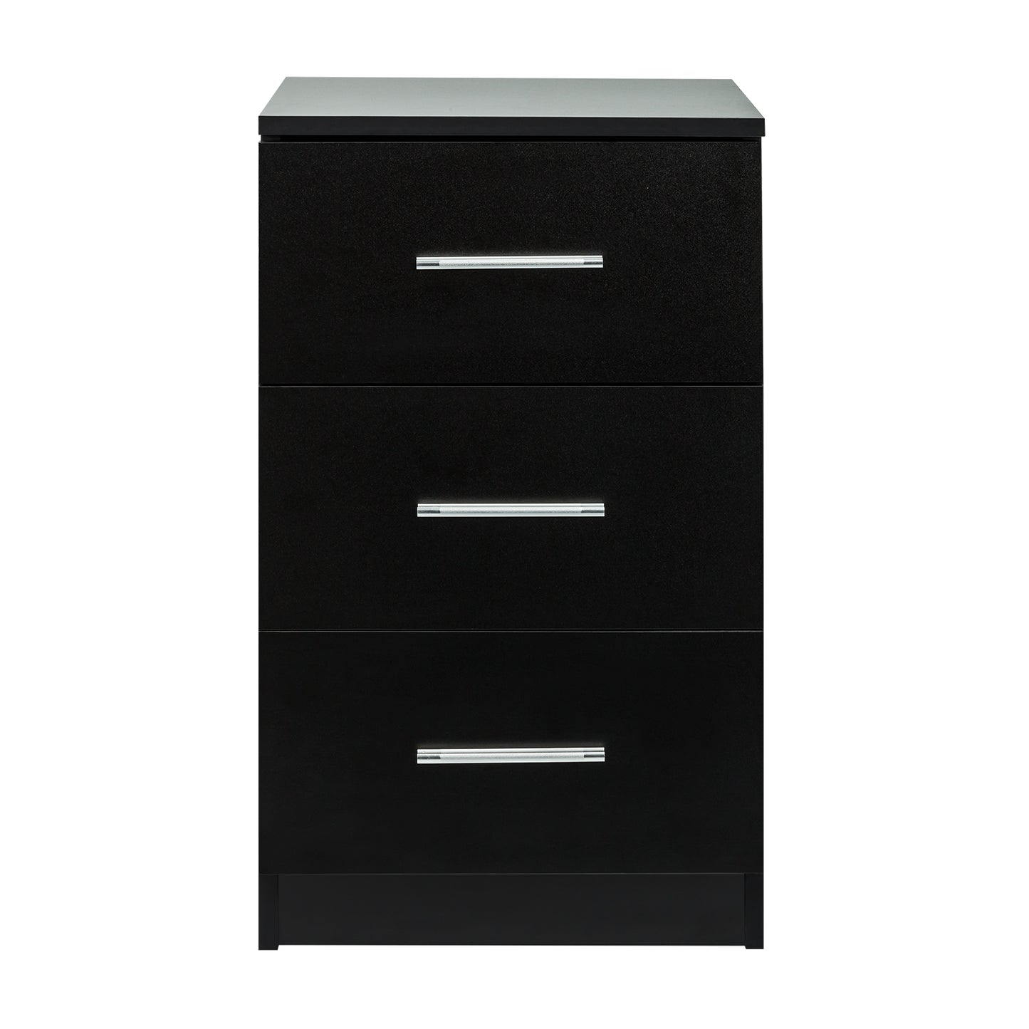 Bedside Cabinet, White/ Black Color, Matte Coating, 3 Drawers