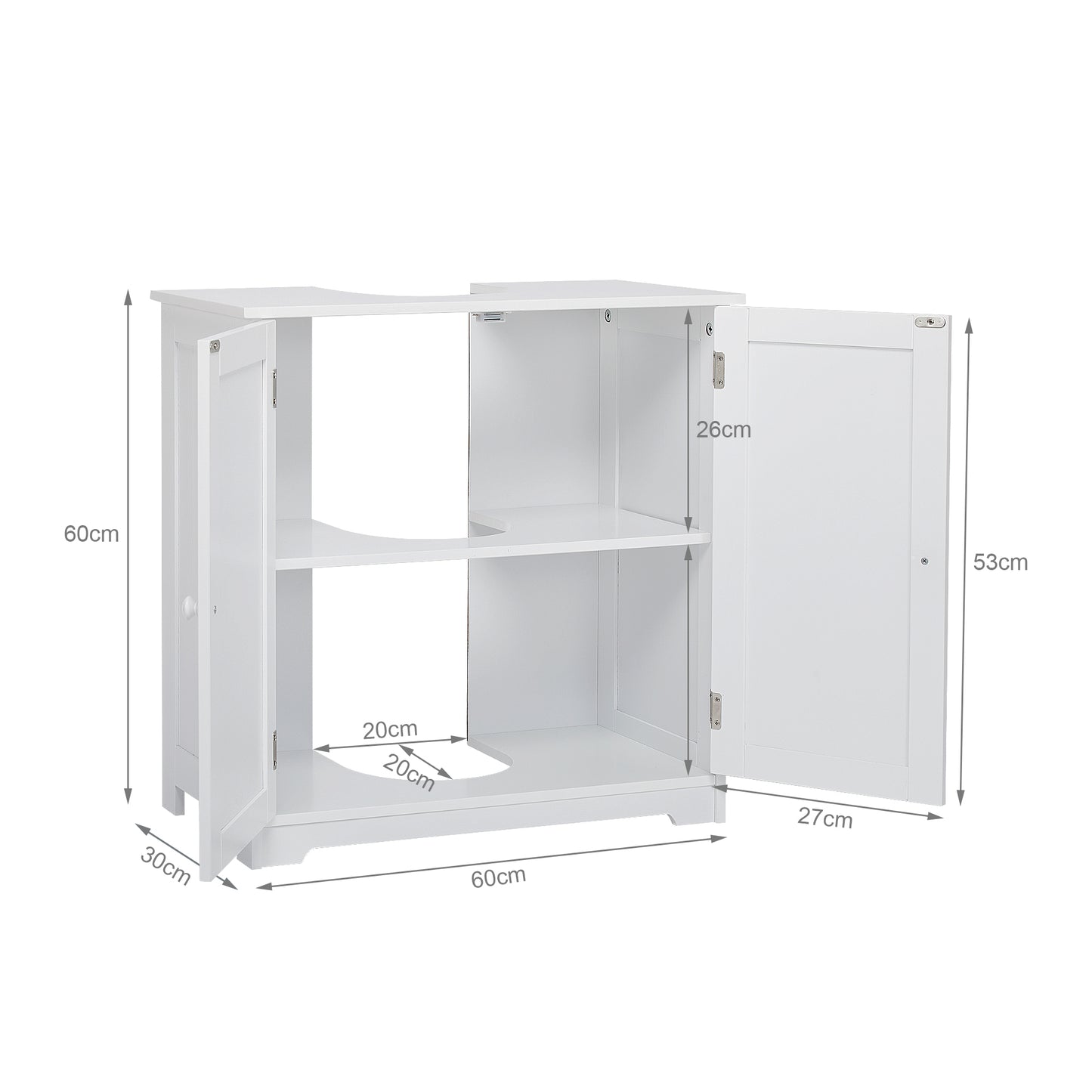 Simple Bathroom Cabinet, White Color, 2 Doors