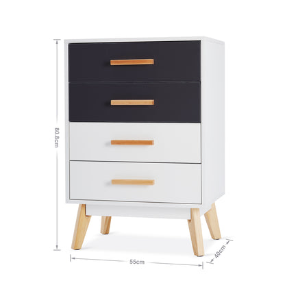 Storage Cabinet, White and Grey, with 4 Drawers