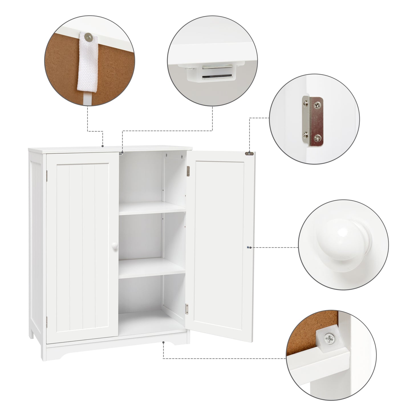 Simple High Bathroom Cabinet, White Color, 2 Doors