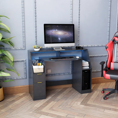 LED Computer Table, Black colour, with 2 Doors
